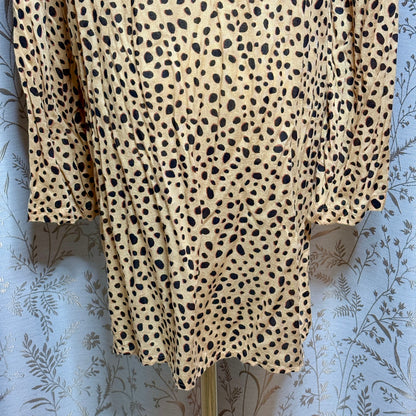 Billabong Cheetah Print Lace Up Tunic Women L Boho Beach Cover Up Resortwear
