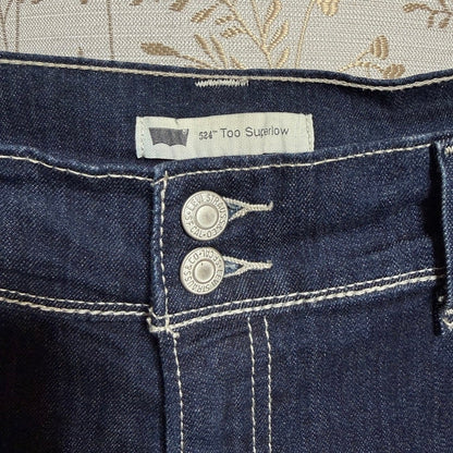 Levi's 524 Too Superlow Jeans Women Sz 18 Tall Dark Indigo Cowgirl Y2K Western
