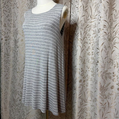 Pinc Striped Tunic Dress Women S Stretch Gray White Lagenlook Minimalist Casual