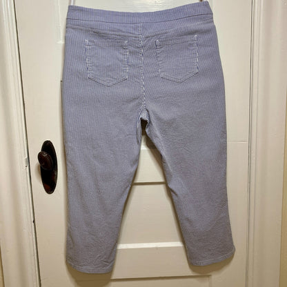 Mario Serrani Pinstriped Capri Pants Womens XL Coastal Sailor Chic Nautical