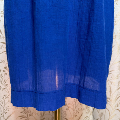 Lauren Ralph Lauren Blue Cotton Mini Dress L Shoulder Tie Coastal Beach Summer
