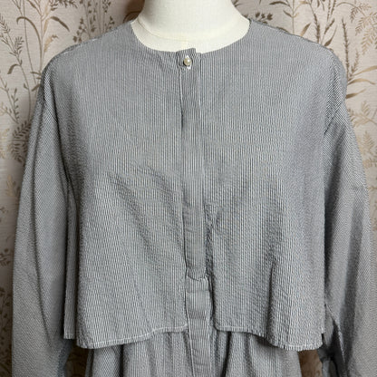 American Holic Seersucker Micro-Stripe Tiered Tunic Women M Japan Avant Garde