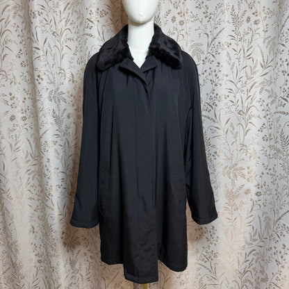 W for London Fog Gena Fur Collar 3 -in-1 Trench Coat Women L Winter Minimalist