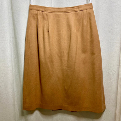 Evan-Picone Vintage Wool Camel Midi Skirt Women L Academia Retro Quiet Luxury
