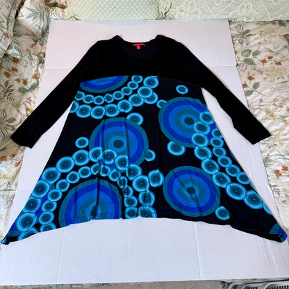 Nicola Antoni Abstract Circle Graphic Tunic Dress Women XL Mod Retro Art to Wear