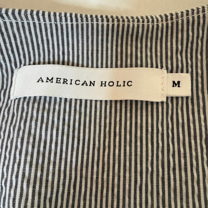 American Holic Seersucker Micro-Stripe Tiered Tunic Women M Japan Avant Garde