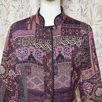Christopher & Banks Vintage Tapestry Jacket Womens M Purple Whimsigoth Steampunk