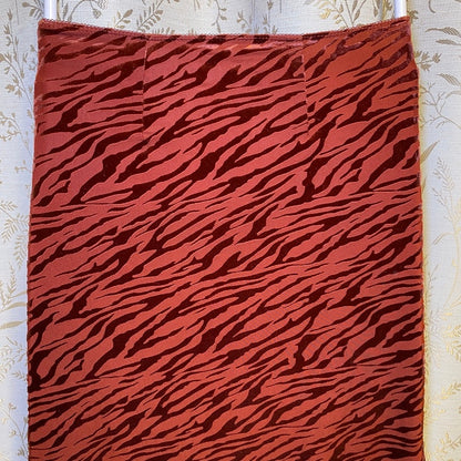Forever 21 Tiger Print Velvet Burnout Skirt Small Rust Orange Indie Y2K Boho 90s