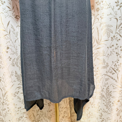 Monoreno Crochet Handkerchief Hem Midi Dress L Gray Boho Fairycore Whimsigoth