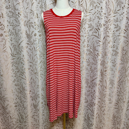 Time and Tru Stripe Midi Tank Dress XL Red White Streetwear French Girl Coastal