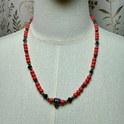 Vintage Artisan Salmon Pink Beaded Necklace 1990s Southwest Boho Retro Tribal