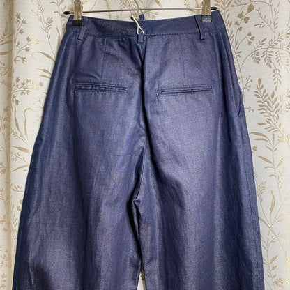 DSquared2 Dark Indigo Denim High Rise Pleated Trousers Italy 38 NWT Designer Mod