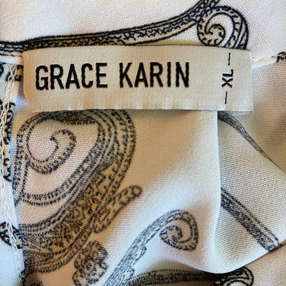 Grace Karin Paisley Halter Neck Blouse XL Boho Chic Dark Academia Careerwear