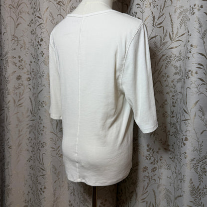 Quince Organic Cotton Micro Rib Elbow Sleeve Tee Womens XL White Minimalist Chic