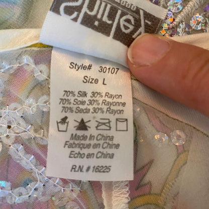 Shirley of Hollywood Silk Sequin Chemise Large Y2K Butterfly Fairycore Festival