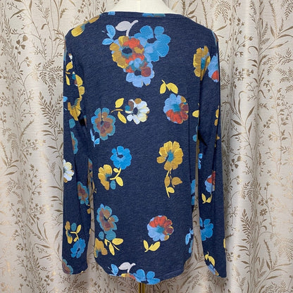 Sonoma Long Sleeve Tee Large Blue Floral Dark Cottagecore Naturecore Grandmacore