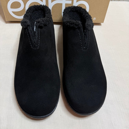 Earth Kolia8 Black Suede Clogs Women 11 W NIB Faux Shearling Cabincore Comfort