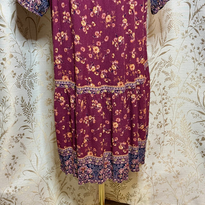 Knox Rose Boho Midi Dress Women XXL Button Front Autumn Prairie Cottagecore