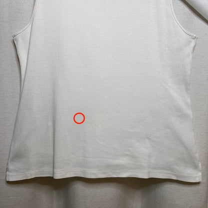 Talbots White Cotton Split Neck Sleeveless Top Coastal Grandmother Preppy Sz M