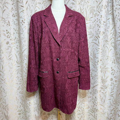 Monroe & Main Burgundy Tapestry Jacket Women Sz 18W Whimsigoth Victorian Vampire