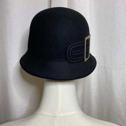 John Callanan 100% Wool Black Cloche Hat 1920s-Style Flapper Academia Steampunk