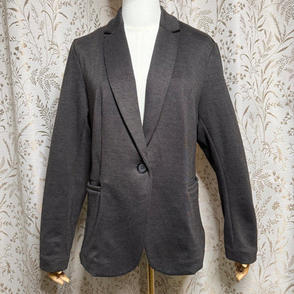 Olivia Moon Charcoal Gray Knit Blazer Womens XL Office Siren Academia Corpcore