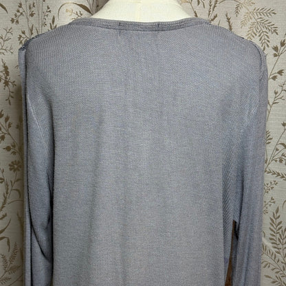 Knox Rose Front Tie Waffle Knit Top Women XL Gray Lace Boho Cozycore Romantic