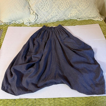 Linen Drop-Crotch Harem Pants Women Small Lantern Wings Avant Garde Lagenlook