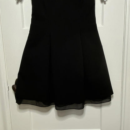Riu Paris Black Illusion Sweetheart Dress XS Chiffon Hem Cocktail LBD Mod Party
