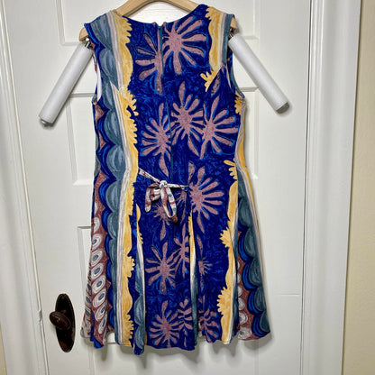 Ishwar Sleeveless Abstract Patterned Dress Womens 8 Bohemian Dainty Fairy Retro