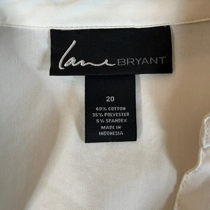 Lane Bryant Contrast Collar Cuff Button Down Top Women 20 Stretch Office Minimal