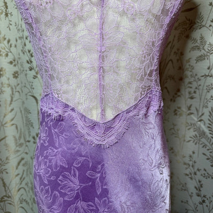 Victoria's Secret Lace Satin Slip Dress Womens M Lavender Coquette Romantic Glam