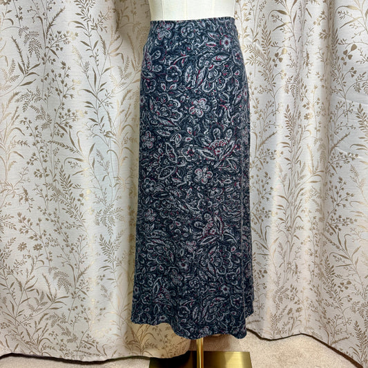Croft & Borrow Floral A-Line Midi Skirt Women Sz 8 Whimsigoth Dark Cottagecore
