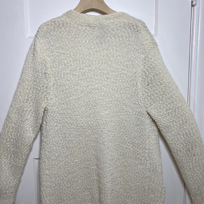 Modern Canvas Cozy Cream Cardigan Sweater Womens Large Pockets Lagenlook