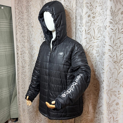 New Balance Full-Zip Quilted Hooded Puffer Jacket Women 1X Gorpcore Athleisure