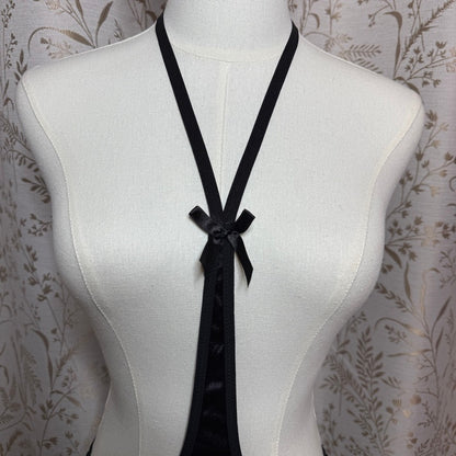 Slingshot Black Halter Lace Garter Teddy M/L Vampy Edgy Sirencore Goth Boudoir