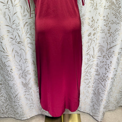 Satin Mesh Lace Slip Dress Women M Burgundy Y2K Romantic Coquette Glam Boudoir