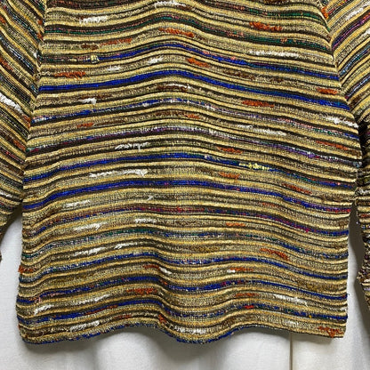Shaver Lake Striped Knit Jacket Womens Large Vintage Boho Artsy Western Lodge
