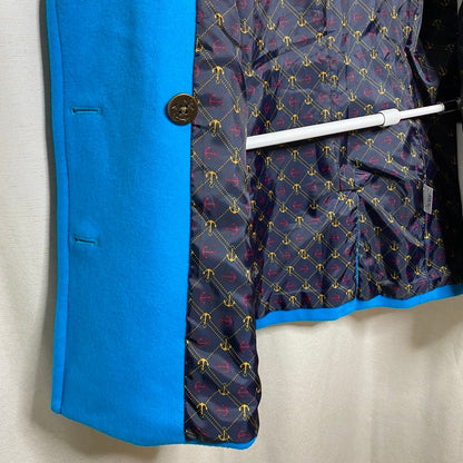 Lands' End Blue Wool/Cashmere Pea Coat 8P Nautical Sailor Chic Dopamine Dressing