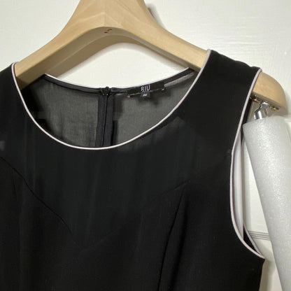 Riu Paris Black Illusion Sweetheart Dress XS Chiffon Hem Cocktail LBD Mod Party