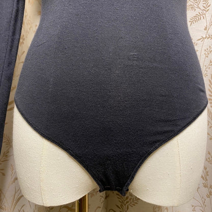 Abercrombie & Fitch One Shoulder Long Sleeve Bodysuit Black XS Minimalist Chic