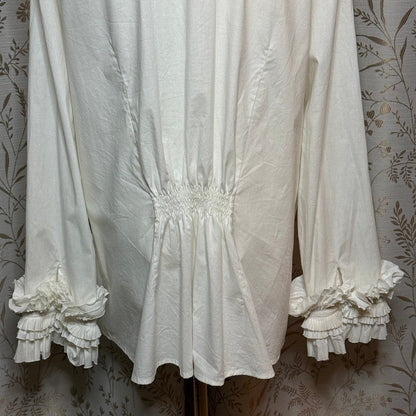 Ashley Stewart Ruffle Cuff Button Up Shirt Women 2XL White Pirate Ren Faire Goth