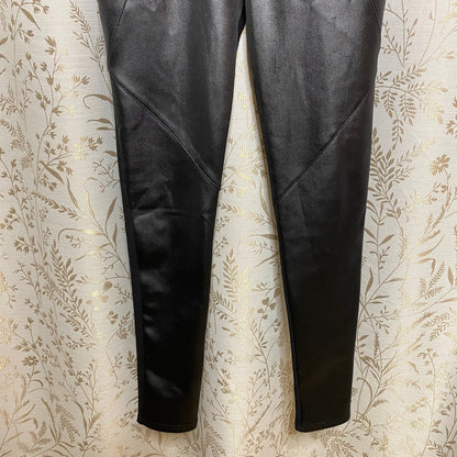 Julia Black Faux Leather Front Leggings Small Gold Zipper Moto Baddie Streetwear