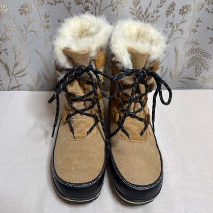Champion Faux Fur Lined Suede Rubber Snow Boots Women 9 Apres Ski Cabincore Cozy