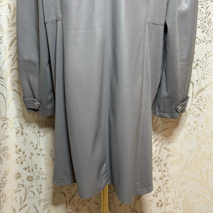 Marc New York Faux Leather Suede Drape Front Jacket Women XL Gray Moto Edgy Chic