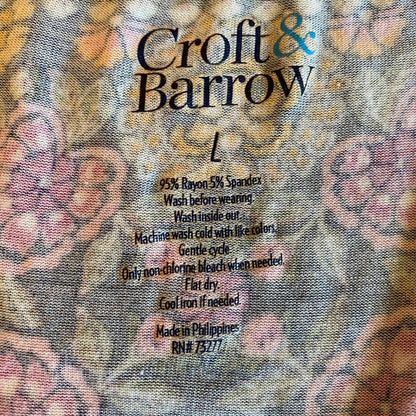 Croft & Barrow Geometric Floral Tank Top L Art School Boho Eclectic Cottagecore