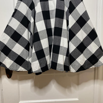 H&M Divided Gingham Strapless Dress Sz 12 Black White Rockabilly Coquette Swing
