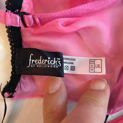 Fredericks of Hollywood Pink Cage Teddy Romper L/XL Coquette Boudoir Romantic