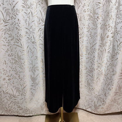 Impressions Vintage Black Velvet Maxi Skirt Women L Whimsigoth Vampy Goth Witchy