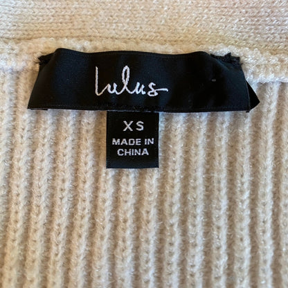 Lulus Colorblock Cardigan Knit Sweater XS Tan White Black V-Neck Button Neutrals